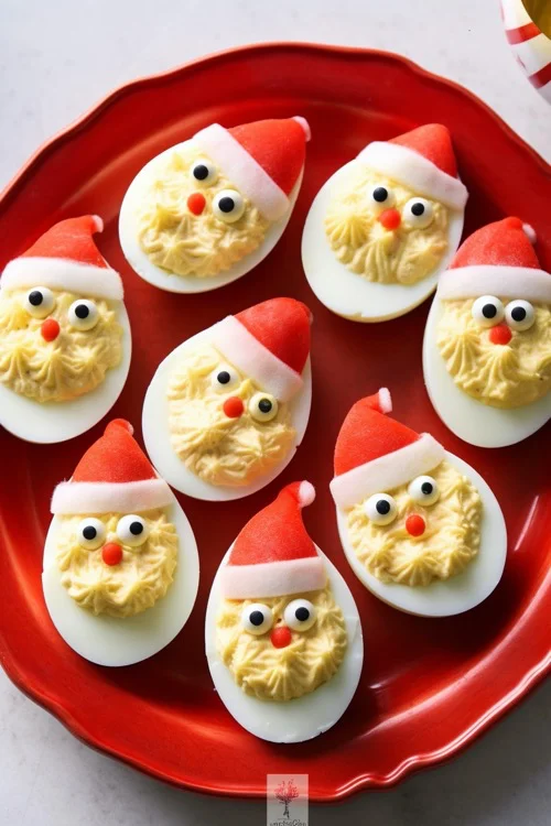 Huevos rellenos con forma de Papa Noel